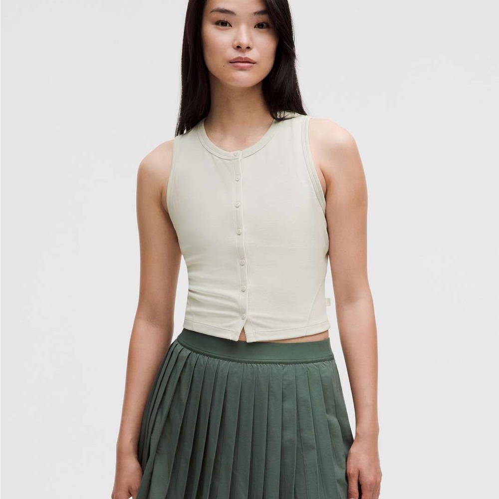 Lululemon Soft Ribbed Button-Front Tank Top in Bone size 4
